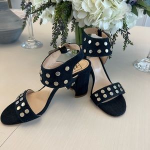 Denim Sandals, NWT, studded detail, made in Italy size 39 US 9